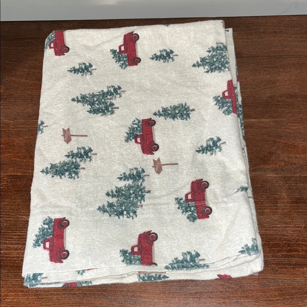 Free with Bundle!! Red Truck and Green Tree Flannel Standard Size Pillowcase